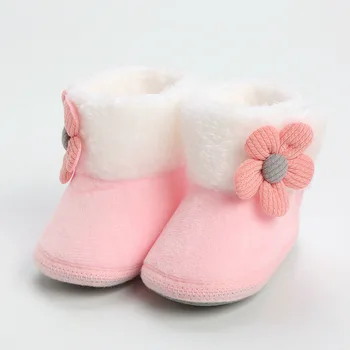Сладък детски обувки на принцесата; мека зимни обувки за деца; обувки за момчета и момичета с кашемировыми чорапи; обувки за новороденото; согревающая обувки;