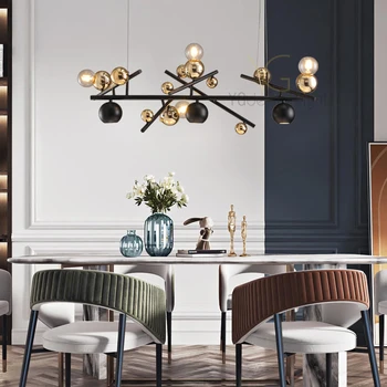 Модерни дизайнерски златисто-черни led висящи осветителни тела за хол, трапезария, полилеи, осветление за дома, окачена лампа за кухни