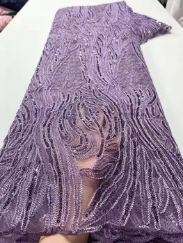 Продажба на едро на африканската завързана кърпа 2023 висококачествена френска окото лейси плат с 3D пайети, нигерийская лейси плат, сватбена рокля