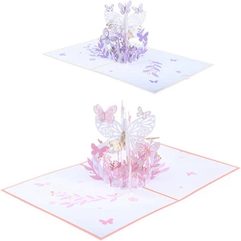 Всплывающая картичка с дизайн на пеперуди, ръчно изработени картички с 3D пеперуди за рожден ден