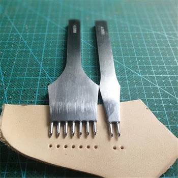 Инструмент за пробиване на кожата от подпечатан стомана, кръгъл отвор, кожен длето, Шиене Железни Инструменти за Шиене на Кожа с по стъпка 3/4/5 мм