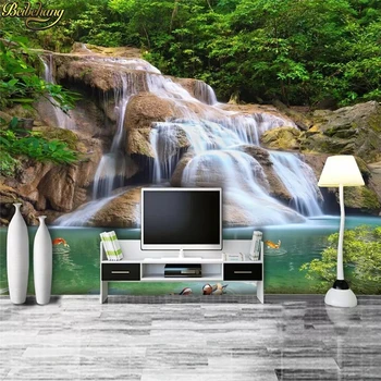 beibehang потребителски наземни водоустойчив стерео 3D тапети с водопад за стени спални, стенописи, домашен декор