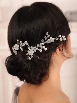 Сребърна сватба шнола за коса Цвете от Кристал Crystal Фиби за коса-аксесоари за коса шапка женски сватбена Прическа Модерен