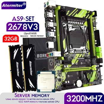 Дънна платка Atermiter X99 AS9 в комплект с процесор Xeon E5 2678 V3 CPU LGA2011-3 DDR4 32 GB (2X16 GB) памет, 3200 Mhz ECC REG