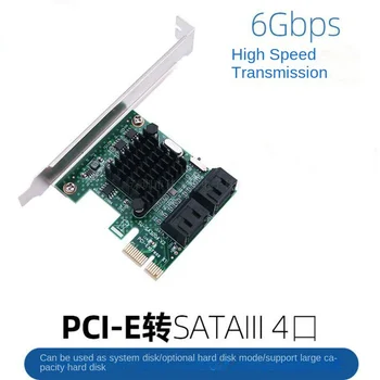 Карта за разширяване на PCIE-SATA PCI Express x1 до 4 SATA Порта 3 3,0 III 6 gbps SSD Контролер PCI-e SATA3 Такса Адаптер за Windows