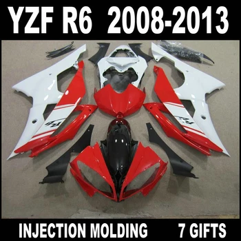 Гореща продажба на леене под налягане за YAMAHA R6 комплект обтекателей 08 09 10 11 12 13 обтекатели 2008-2013 YZF R6 червено бяло гланц плосък черен