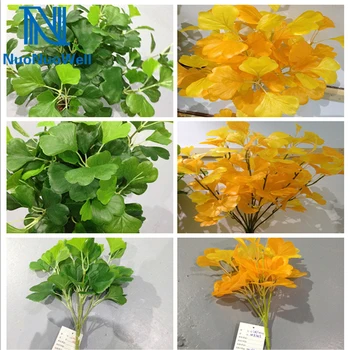 NuoNuoWell Растителната стена DIY Декоративни листа на Гинко, мини-Дърво, Спрей, Зелена есента на изкуствена зеленина, Аксесоари за показване на растенията