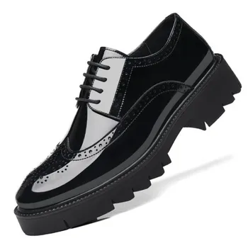 Черни ежедневни мъжки обувки-oxfords с перфорации тип 