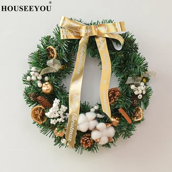 Изкуствен Креативен Коледен врата венец, украса от изкуствени цветя, европейската венец за окачване на стената у дома