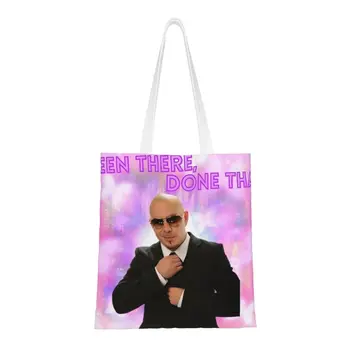 Рециклиране на Mr World Pitbull Пазарска чанта Дамски Холщовая чанта през рамо Здрав американски рапърът Певец Чанти за пазаруване