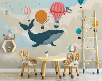 beibehang Индивидуални тапети papel de parede модерна акварел в скандинавски стил, средиземноморски океана, кит, тапети тапети за детска стая