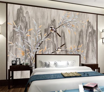тапети wellyu по поръчка, 3d съвременни китайски креативната мода с цветя и птици, TV-фон, хол, спалня, фонова стена