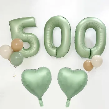 40-инчови Големи балони от фолио за рожден Ден Маслинено-Зелен балон с номер 0-9 Сърцето На рожден Ден, Сватбени Декорации за партита, Душ, голяма фигура