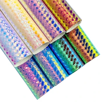 Магически ярък цветен модел под формата на дантела Холограма на листове от изкуствена кожа изкуствена материя за лъкове Обувки, лента за коса, обеци, дамски чанти Занаяти