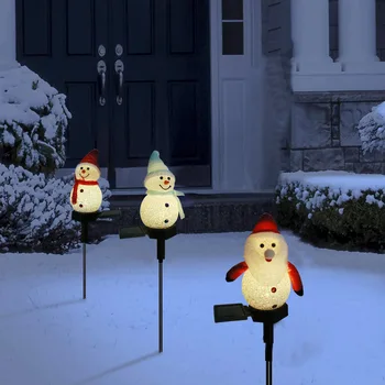 Слънчев Led Лампа на Открито Снежен човек Забожда Коледен Градински Соларни Лампи за Коледа 2023 Нова Година Двор Пътека Тревата Външен Декор