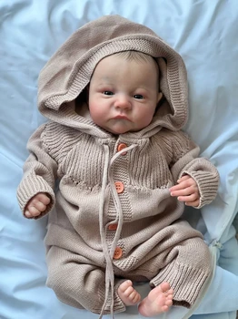 19-инчов Вече боядисана кукла Reborn Baby Levi Буден, размер на новороденото бебе, 3D Кожата, видимите вени, са подбрани художествена кукла